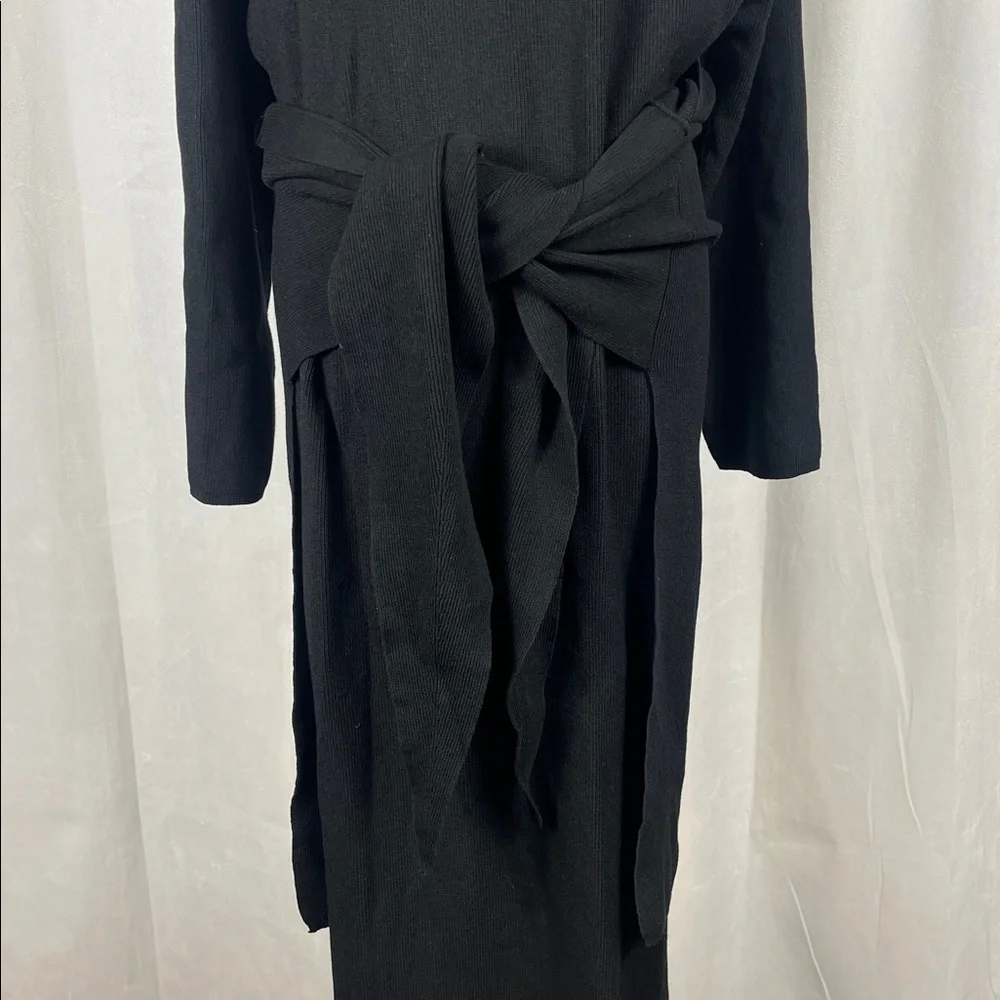 NWT Revolve SNDYS Tied Up Ribbed Long Sleeve Dress in Black. - Picture 8 of 14